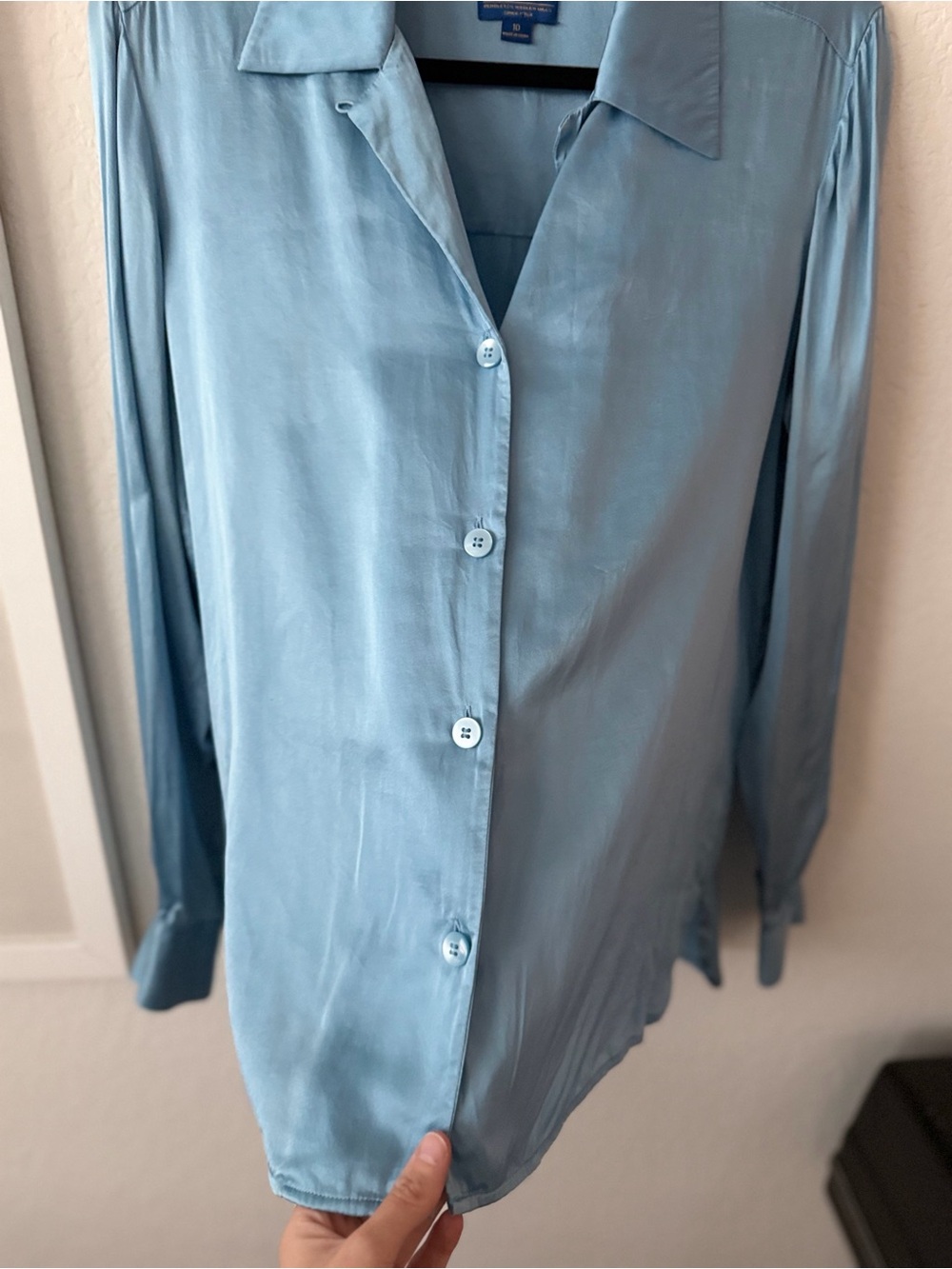 Blue 100% Silk Button-Up Shirt - Pendleton - Picture 3 of 4